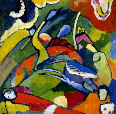 Twee Ruiters en een Liggend Figurant, ca. 1909-10 door Wassily Kandinsky